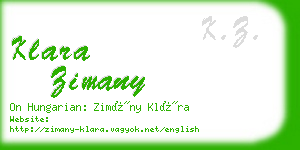 klara zimany business card